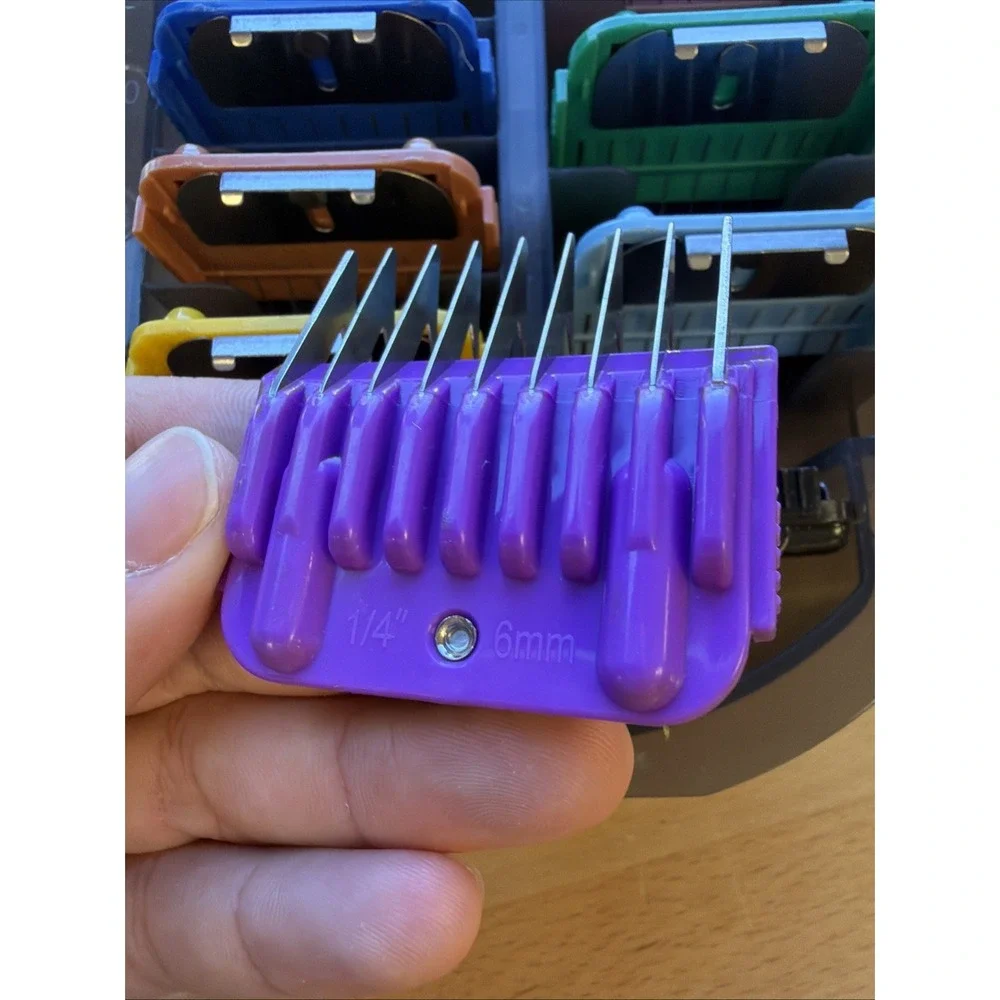 Pet Grooming Clipper Guide Comb Set For A5 Andis Oster Wahl 9 Pc Color w Case